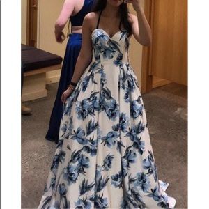Windsor Blue Floral Prom Dress